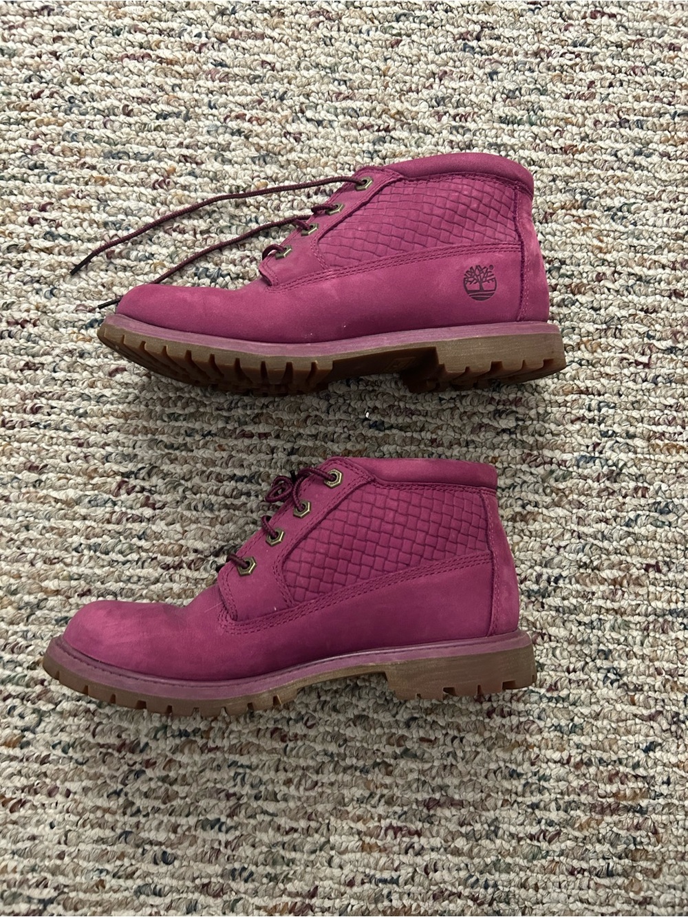 Timberland Magenta Nubuck Lace-Up Ankle Boots